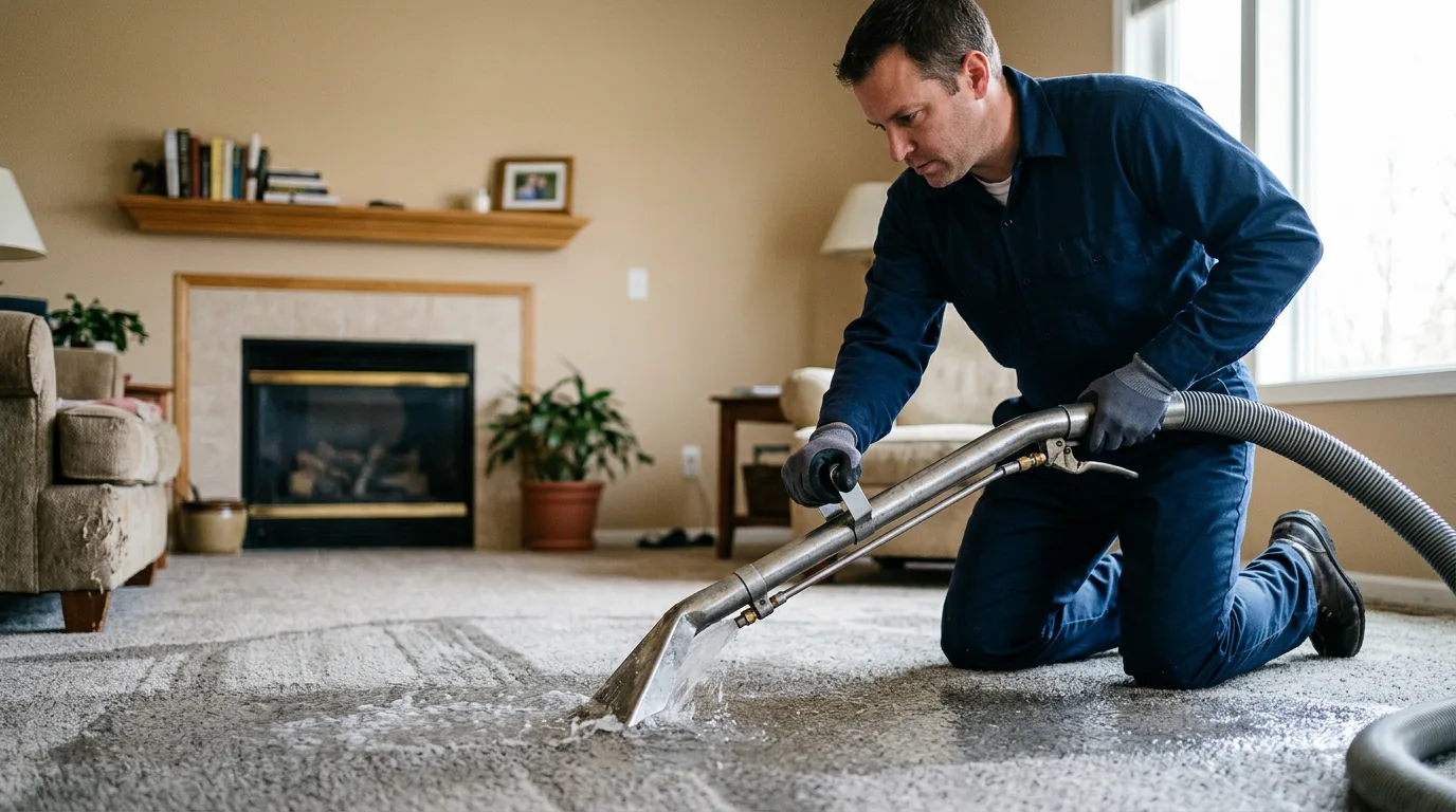 Water damage restoration technician working near Pierce City, MO